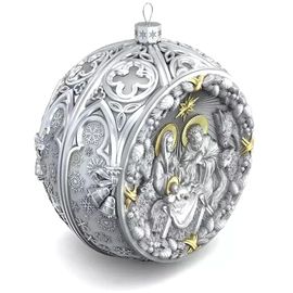 Gift set with balls and the icon "Savior" made of silver, 4 balls