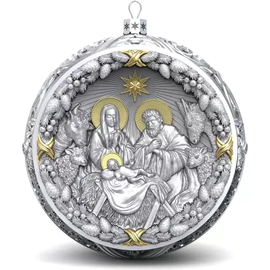 Gift set with balls and the icon "Savior" made of silver, 4 balls