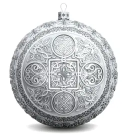 Набор подарочный с шарами и иконой "Спаситель" из серебра, 4 шара