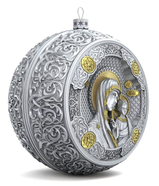 Gift set with balls and the icon "Savior" made of silver, 4 balls