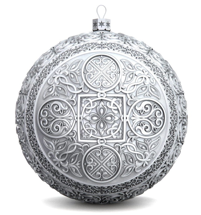 Gift set with balls and the icon "Our Lady of Kazan in red" made of silver, 6 balls
