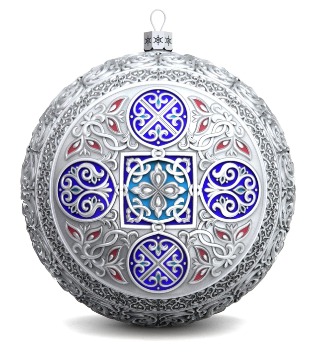 Gift set with balls and icon "Kazan Mother of God" made of silver, 2 balls