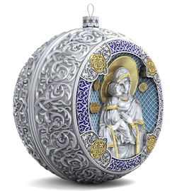 Gift set with balls and icon "Kazan Mother of God" made of silver, 2 balls