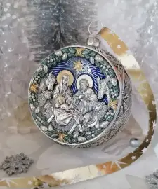 Набор подарочный с шарами и иконой "Иисус Спаситель " из серебра, 2 шара