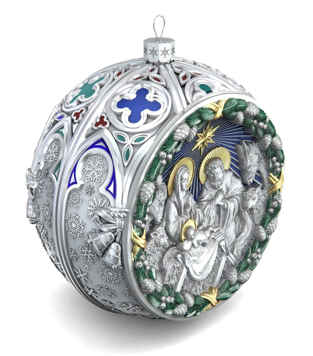 Gift set with balls and the icon "Jesus the Savior" made of silver, 2 balls