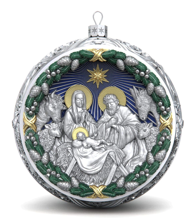 Gift set with balls and the icon "Jesus the Savior" made of silver, 2 balls