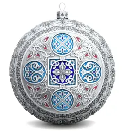 Набор подарочный с шарами и иконой "Иисус Спаситель " из серебра, 2 шара