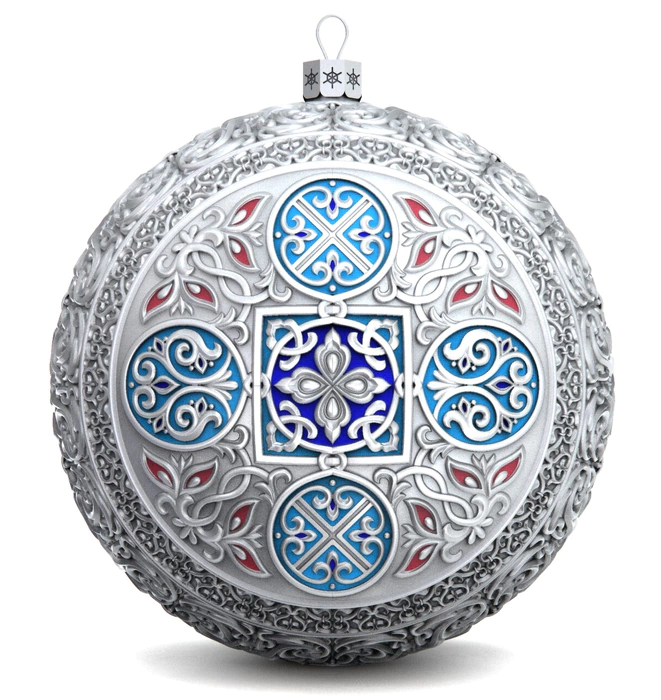 Gift set with balls and the icon "Jesus the Savior" made of silver, 2 balls