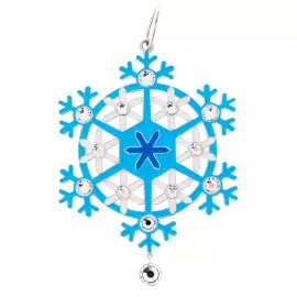 Серебряная елочная игрушка "Снежинка" голубая