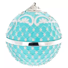 Ювелирный елочный шар "Голубая сетка"