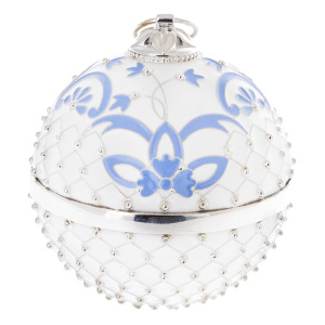 Jewelry Christmas ball "White mesh" with a blue insert