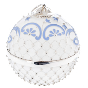 Jewelry Christmas ball "White mesh" with a blue insert