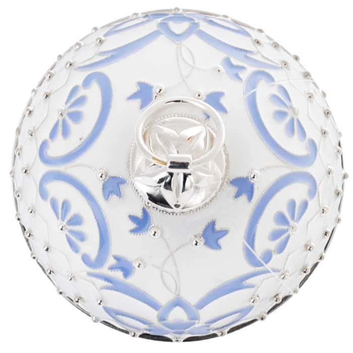 Jewelry Christmas ball "White mesh" with a blue insert