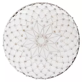 Ювелирный елочный шар "Белая сетка" с голубой вставкой