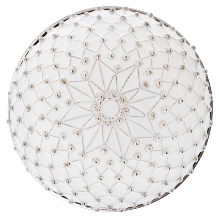 Jewelry Christmas ball "White mesh" with a blue insert
