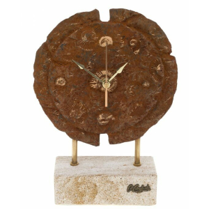 Table clock "Fossil" (Round fossil clock)