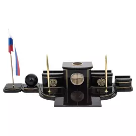 Настольный набор из обсидиана "Партнёр"