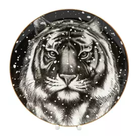 Decorative plate "Ellipse-2" with a pattern "Totem. The Tiger"
