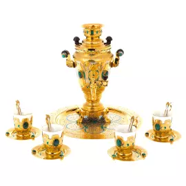 Набор чайный с самоваром на 4 персоны, Златоуст