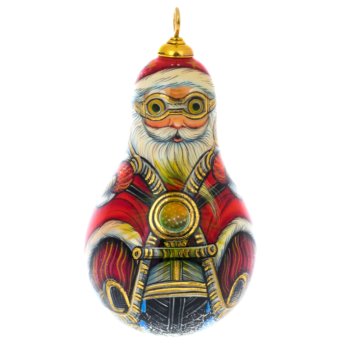 Handmade wooden Christmas tree toy "Santa Claus on a sleigh"
