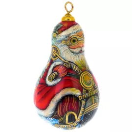 Handmade wooden Christmas tree toy "Santa Claus on a sleigh"