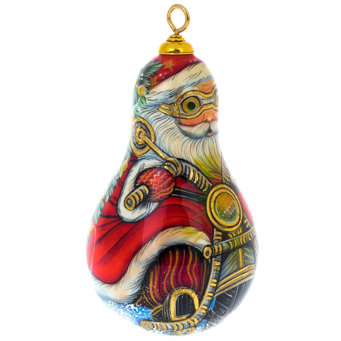Handmade wooden Christmas tree toy "Santa Claus on a sleigh"