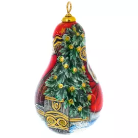 Handmade wooden Christmas tree toy "Santa Claus on a sleigh"