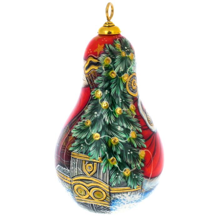 Handmade wooden Christmas tree toy "Santa Claus on a sleigh"