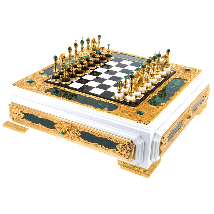 Chess made of marble and malachite "Royal"