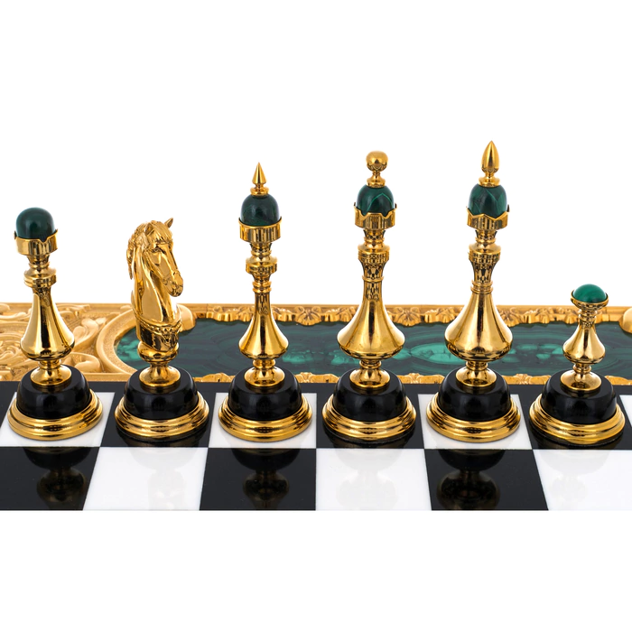 Chess made of marble and malachite "Royal"