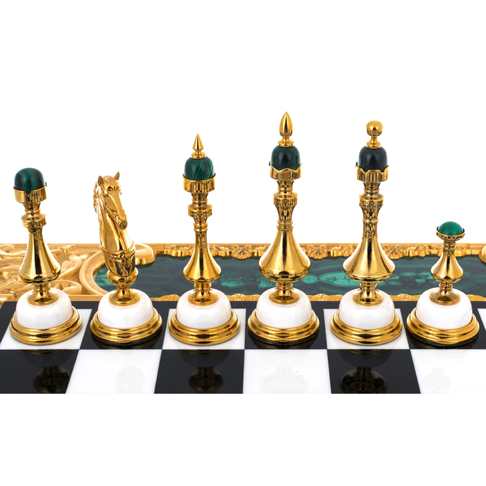 Chess made of marble and malachite "Royal"