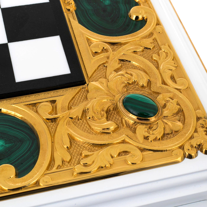Chess made of marble and malachite "Royal"