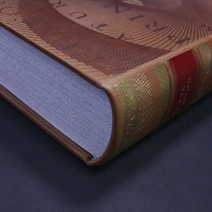 The leather-bound book "Mathematical principles of natural Philosophy" by Newton I.