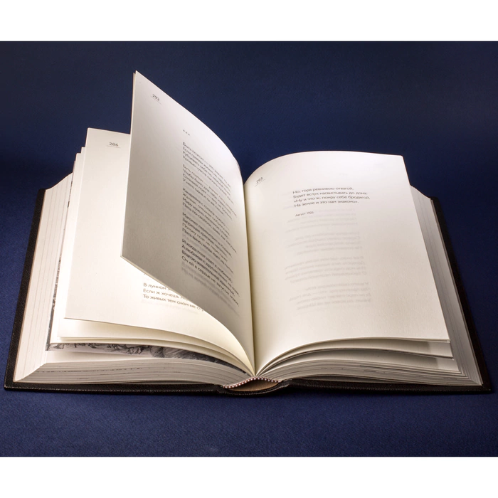 The leather-bound book "My Way" by S. Yesenin.