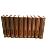 A leather-bound book "Collected Works " in 10 volumes by M. Sholokhov.