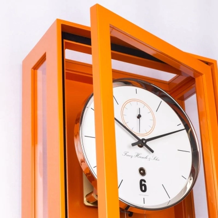 Hermle wall clock, orange