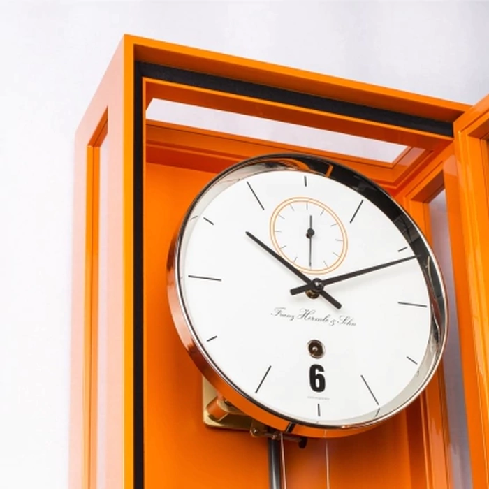 Hermle wall clock, orange