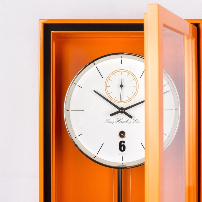 Hermle wall clock, orange
