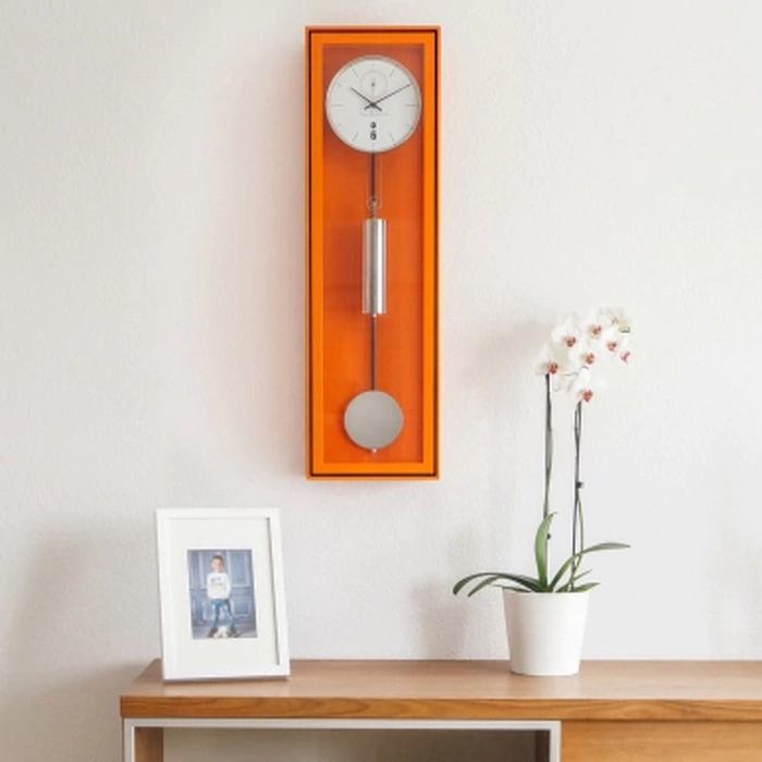 Hermle wall clock, orange