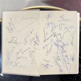 A book with autographs by chess players Mikhail Botvinnik, Anatoly Karpov, Tigran Petrosyan, Max Euwe, Mark Taimanov and others