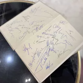 A book with autographs by chess players Mikhail Botvinnik, Anatoly Karpov, Tigran Petrosyan, Max Euwe, Mark Taimanov and others
