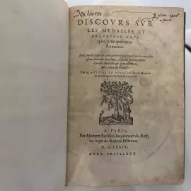 The book "Reflections on ancient medals and engravings, mostly Roman." Antoine Le Poix, Paris, 1579