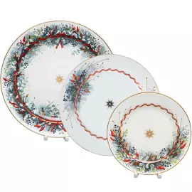 A set of porcelain plates "Idyll" with a pattern "Kalenda" 18 items, for 6 people