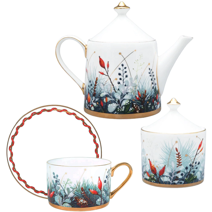 Idyll tea set with Kalenda pattern for 6 people