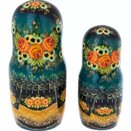 Матрешка на 20 мест "Зимняя тройка. Синий платок" 34 см