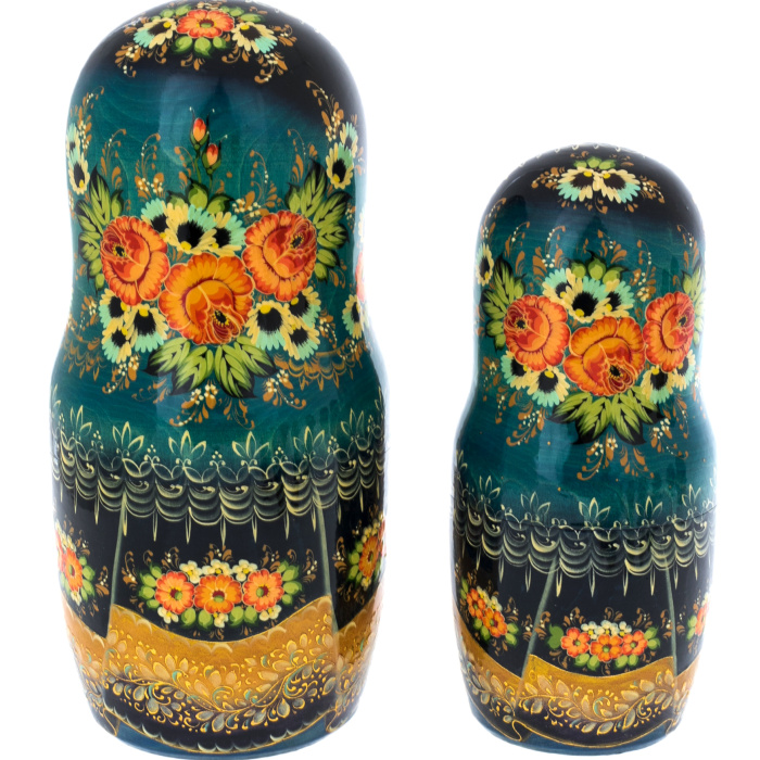Matryoshka doll for 20 seats "Winter three. Blue handkerchief" (34 cm)