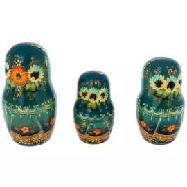 Матрешка на 20 мест "Зимняя тройка. Синий платок" 34 см