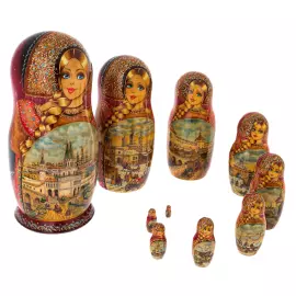 Матрёшка на 10 мест "Белокаменная Москва" 33 см
