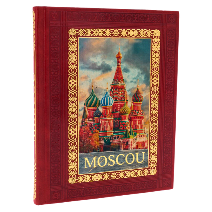 A leather-bound book "Moscow. History. Architecture. Art" in French