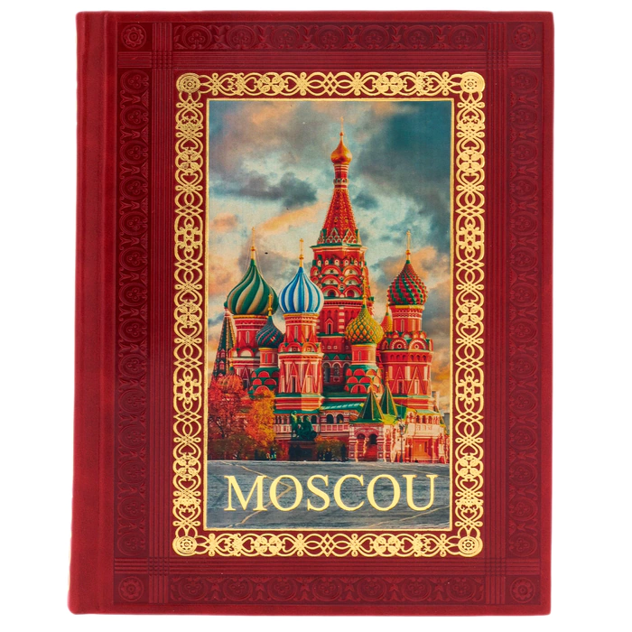 A leather-bound book "Moscow. History. Architecture. Art" in French